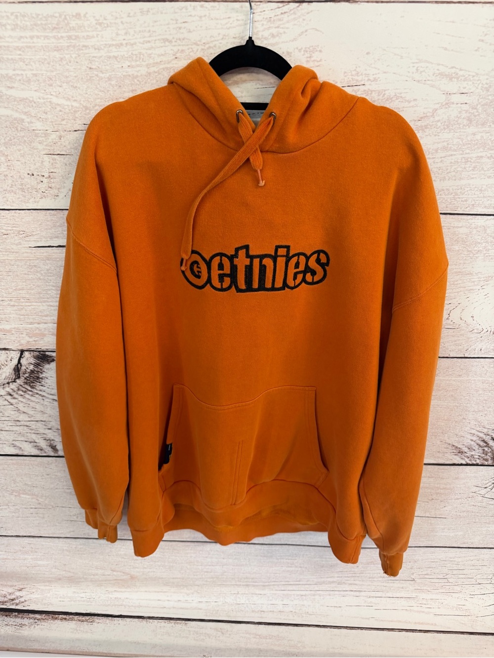 Etnies Orange Pullover Hoodie with Black Script
